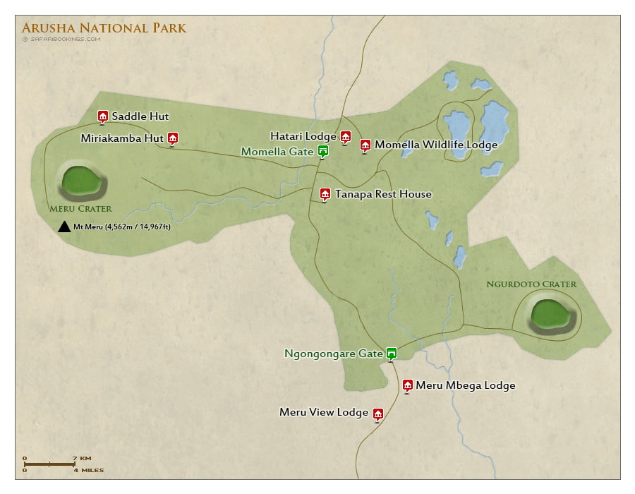 Arusha National Park Map